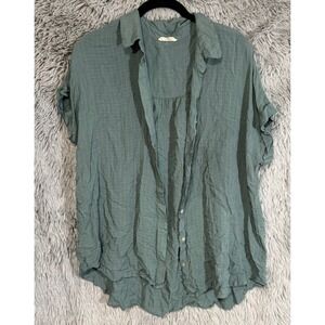 Jane and Delancey Green Plaid Collared Short Sleeve Button Up Shirt Women's XL